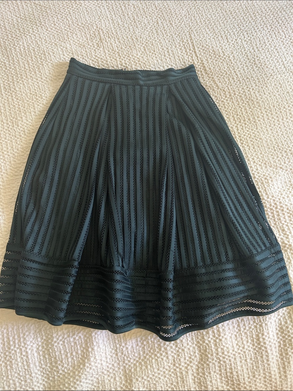 Pleated A-Line Eyelet Midi Skirt - Dark teal